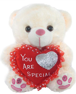 Tickles Adorable Sitting Teddy With Heart And Rose - 26 cm