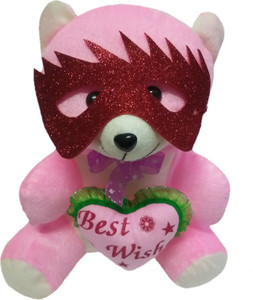Aparshi Pinky best wishes teddybear with mask stuffed soft toy - 35 cm