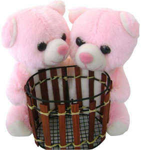 Saugat Traders Teddy Couple With Pen Stand - 6.3 inch