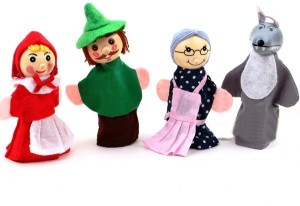Kuhu Creations Little Red Riding Hood Education Play Toy Finger Puppets 4 pcs  - 8 cm