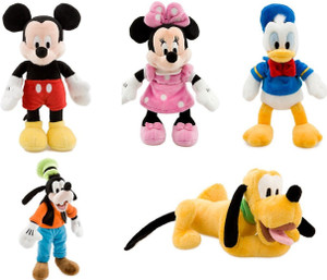 Disney Store Deluxe Plush Bean bag Mickey Mouse and Friends Set Mickey Minnie Donald Pluto Goofy - 9 inch