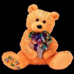 Ty Beanie Babies Happy Birthday The Bear ( Orange W/ Present )
