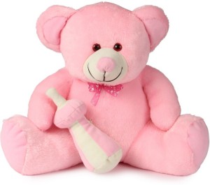 Deals India Pink Teddy Bear With Milk Bottle  - 45 cm