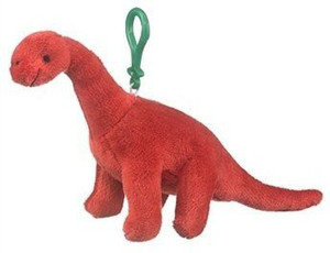 Wildlife Artists Brachiosaurus Plush Red Dinosaur Animal Backpack Clip
