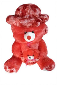 S S Mart Large Red Mother Teddy Bear with Cap 3 feet - 90 cm