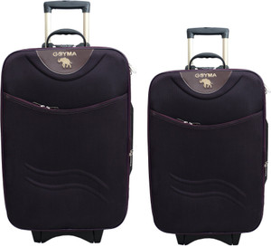 GOYMA Stylish Hard Shell Expandable (20,24) Inches Purple Color Trolley Bag Pack Of 2 Cabin Luggage - 24 inch