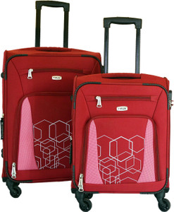 Timus Morocco SPINNER 55 & 65cm RED Travel Combo Expandable Check-in Luggage - 24 inch