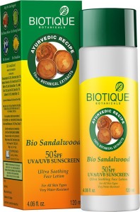 Biotique Bio Sandalwood lotion Sunscreen for all skin Types in the Sun Very Water -Resistant - SPF 50 PA+