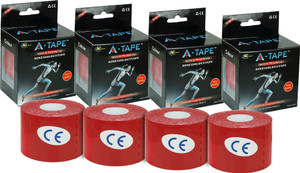 A -TAPE Kinesiology Tape Knee, Calf & Thigh Support (Free Size, Red)