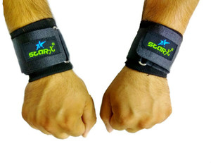 Star X Ribb made extra long velcro Wrist Support (Free Size, Black)