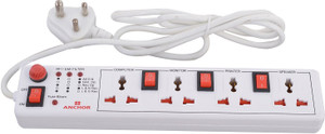 Anchor Auto Detect Wire Connection With Fuse 4 Socket Surge Protector