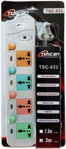 Tuscan Extension Board - 3 Meter Cable 4 Socket Surge Protector