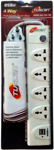 Tuscan Extension Cord With 2 Usb Ports - 1.5 Meter Cable 4 Socket Surge Protector