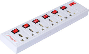 Kaltron 6+6 White 6 Socket Surge Protector