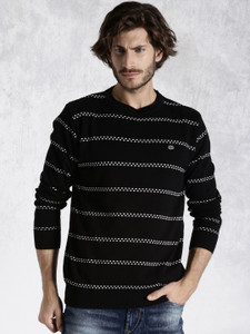 Roadster Self Design Round Neck Casual 