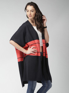 Mast & Harbour Solid V-neck Casual Women Dark Blue Sweater