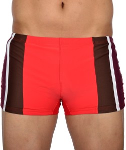 AquaChamp Swimwear - Export Quality - Red Swim Trunk for Men/Boys - 1701 Solid Men's Swimsuit