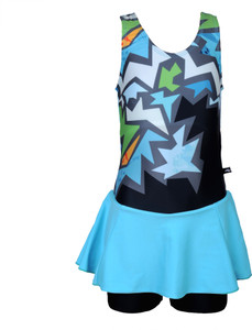 Champ Girls Swimwear Sleeveless Frock -Short Bloomer Printed Girls Swimsuit