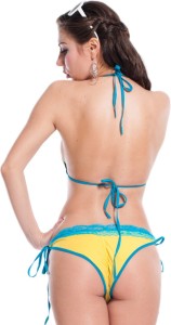 JKFs Lace Triangle Bikini Solid Women's Swimsuit