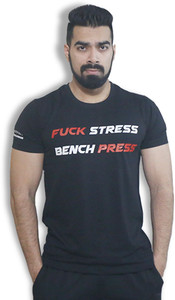 Goswhit Printed Men's Round Neck Black T-Shirt