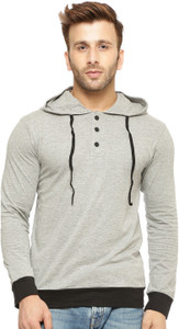 Gritstones Solid, Printed Men's Round Neck Grey T-Shirt