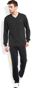 2Go Solid Men V-neck Black T-Shirt