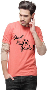 Campus Sutra Printed Men Round Neck Orange T-Shirt