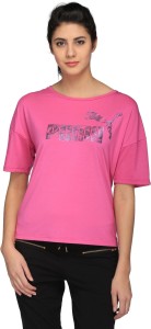 puma printed women round neck multicolor t-shirt 59136539