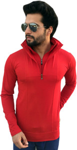 Tees Collection Solid Men's Turtle Neck Red T-Shirt
