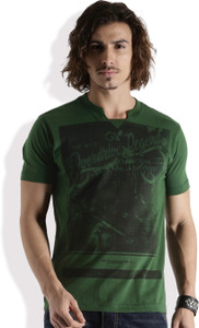 Roadster Printed Men s Round Neck Green 