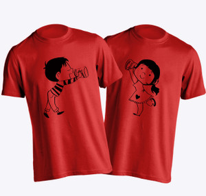 Young Trendz Printed Men's Round Neck Red T-Shirt