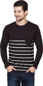 Hypernation Striped Men's Round Neck Black, White T-Shirt