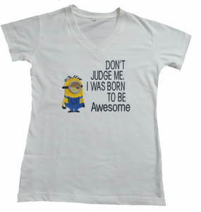 Art-Tickles Embroidered Girls V-neck White T-Shirt