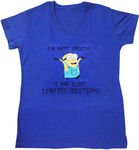 Art-Tickles Embroidered Women's V-neck Blue T-Shirt