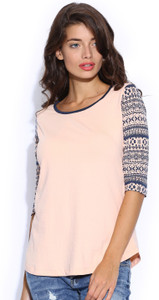 Cult Fiction Printed Women's Round Neck Pink T-Shirt