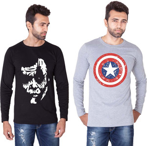 Veirdo Printed Men's Round Neck Black T-Shirt