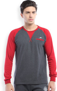 2go Solid Men Round Neck Grey Red T Shirt Best Price In India