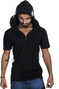 Fugazee Lifestyle Solid Men's Hooded Black T-Shirt