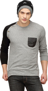 Campus Sutra Solid Men Round Neck Grey T-Shirt