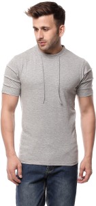 Gritstones Solid Men's Round Neck Grey T-Shirt