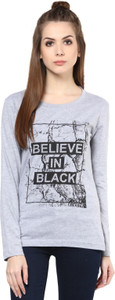 Cenizas Printed Women's Round Neck Grey T-Shirt