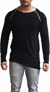 Fugazee Lifestyle Solid Men's Round Neck Reversible Black T-Shirt