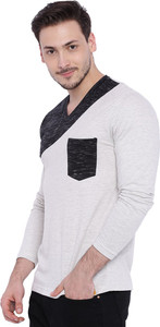 Campus Sutra Solid Men's V-neck Multicolor T-Shirt