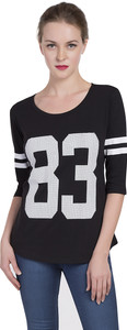 Alan Jones Printed Women's Scoop Neck Black T-Shirt
