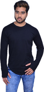 Himgiri Solid Men's Round Neck Black T-Shirt