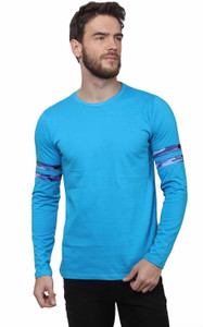 Sayitloud Military Camouflage Men Round Neck Blue, Blue T-Shirt