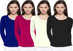 So Sweety Solid Women's Round Neck Multicolor T-Shirt