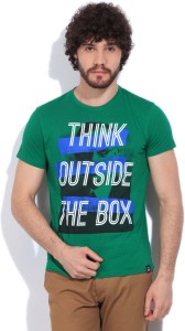 lee printed men round neck green t-shirt LETS7901IVY