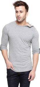 GESPO Solid Men's Round Neck Grey T-Shirt