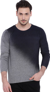 Campus Sutra Solid Men Round Neck Black T-Shirt